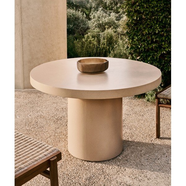 Betoonist ümmargune aiasöögilaud ø 120 cm Aiguablava - Kave Home-image-1