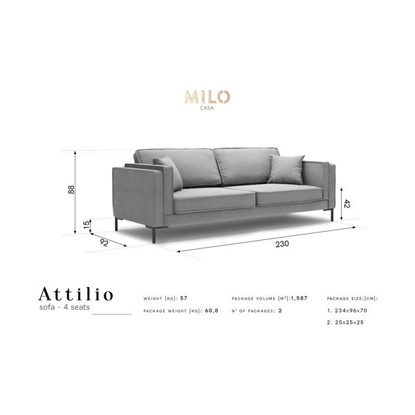 Kollane diivan , 230 cm Attilio - Milo Casa-image-4