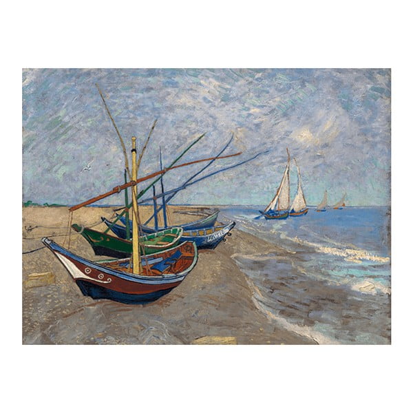 Reproduktsioon Vincent van Goghi maalist "Kalapaadid Les Saintes-Maries-de la Mer'i rannal", 40 x 30 cm. Vincent van Gogh - Fishing Boats on the Beach at Les Saintes-Maries-de la Mer - Fedkolor