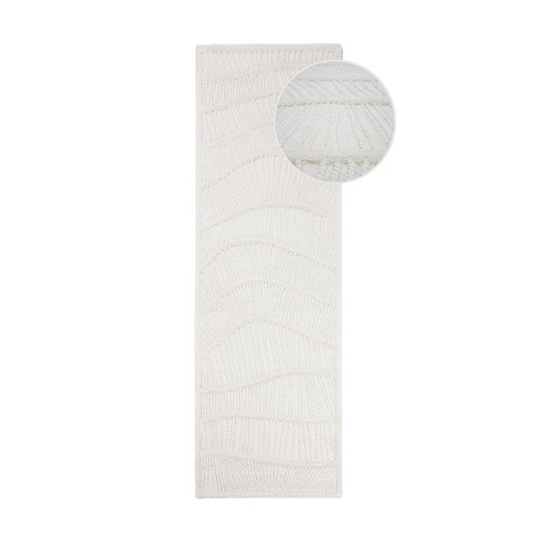 Valge käsitsi kootud villaseguga jooksja 80x230 cm Sculptured Wave - Flair Rugs