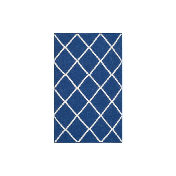 Modrý vlněný koberec Safavieh Fes, 76 x 243 cm