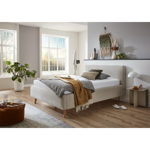 Beež polsterdatud üheinimesevoodi ilma voodipõhjata 120x200 cm Mattis – Meise Möbel-image-1