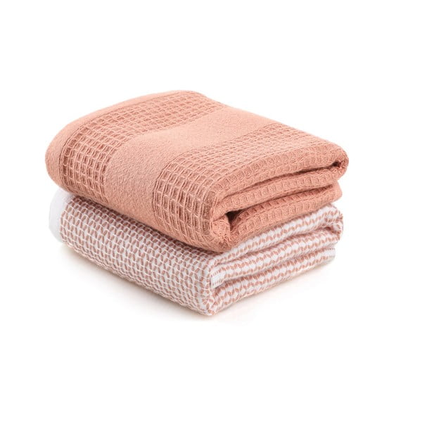 Lõhevärvi vahvlirätikud 2tk komplektis 40x60 cm Betty - Foutastic