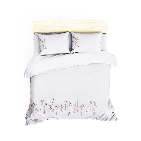 Valge puuvillane voodipesu koos voodilinaga kaheinimesevoodile Valge, 200 x 220 cm Perla - Mijolnir