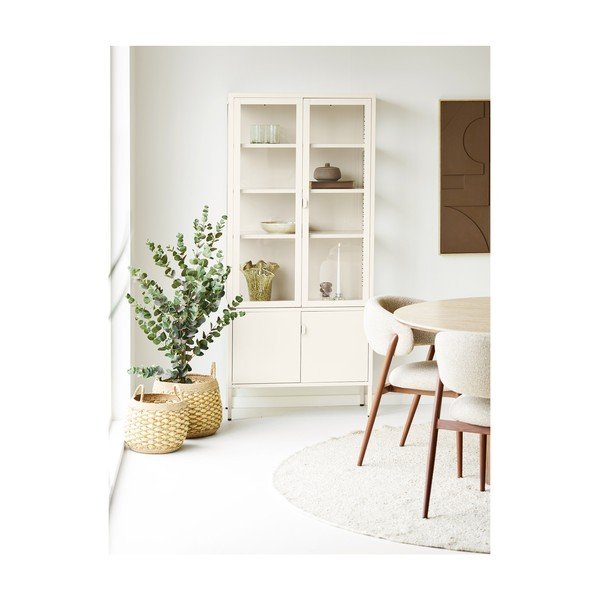 Kreemikas terasest vitriinkapp 80x180x35 cm Brisbane - House Nordic-image-1