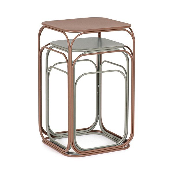 Hall/terrakota metallist kohvilaudade komplekt, 2 tk, 36x36 cm Clarity - Bizzotto-image-1
