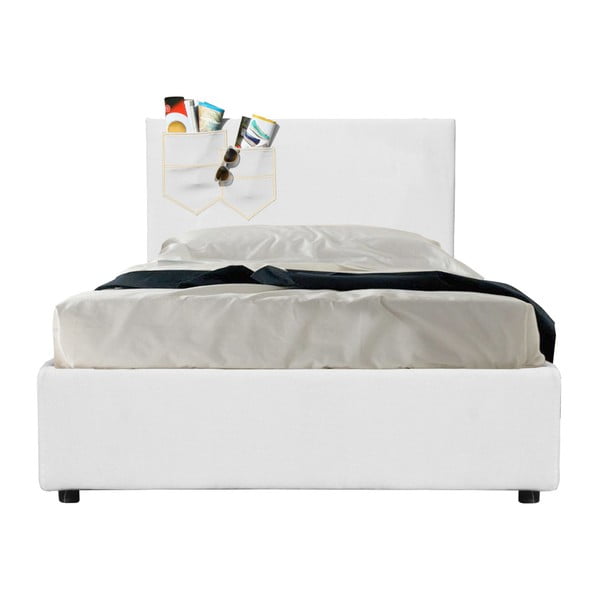 Bílá jednolůžková postel s úložným prostorem 13Casa Task, 90 x 190 cm