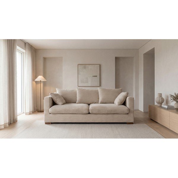 Beež velvetist diivan 220 cm Comfy - Scandic-image-4