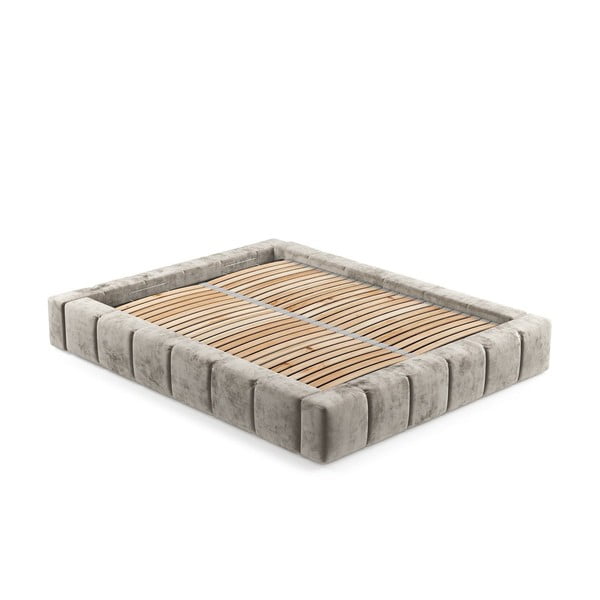 Beež polsterdatud kaheinimesevoodi koos voodipõhja ja panipaigaga 200x200cm Aruba L - Maison de Rêve-image-3