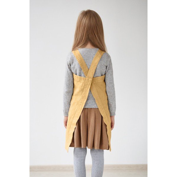Laste kollane linane põll Pinafore, 72 x 45 cm - Linen Tales-image-1
