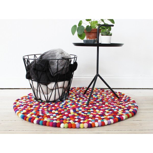 Tumepunane pallivillane vaip , ⌀ 120 cm Ball Rugs - Wooldot-image-2