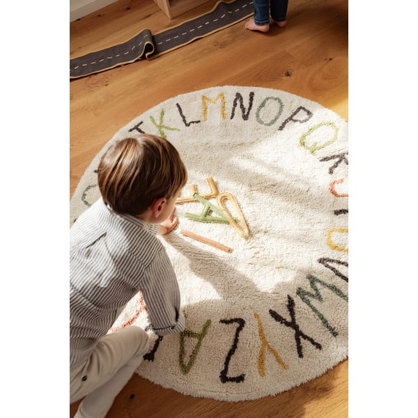 Kreem puuvillane laste mänguvaip ø120 cm ABC Color and Letters - Lorena Canals-image-1