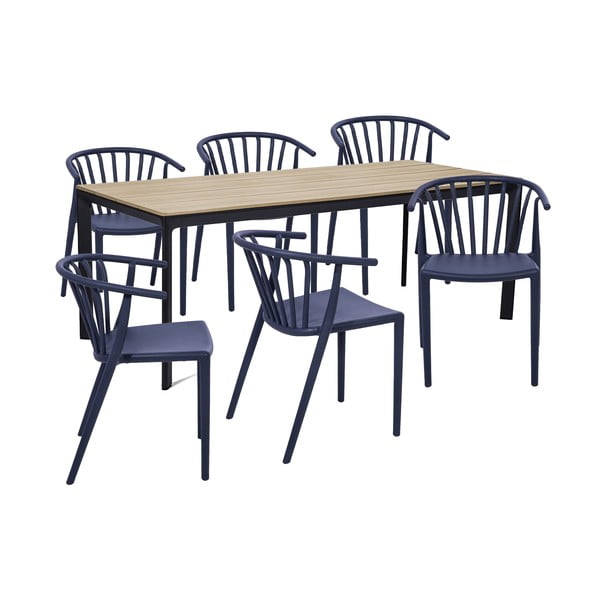 Aia söögikomplekt 6-le inimesele sinise Capri tooli ja Thor lauaga, 210 x 90 cm Thor & Capri - Bonami Selection