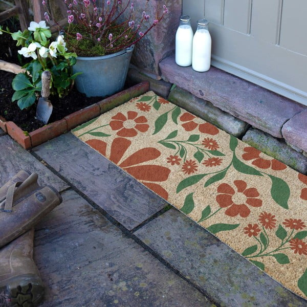 Kookoskiududest uksematt 40x120 cm Red & Green Floral - Artsy Doormats-image-2