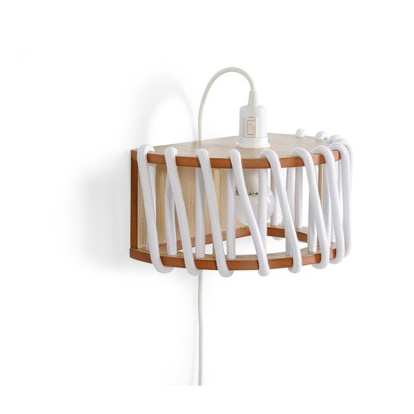 Valge puidust konstruktsiooniga seinalamp, pikkus 30 cm Macaron - EMKO-image-2