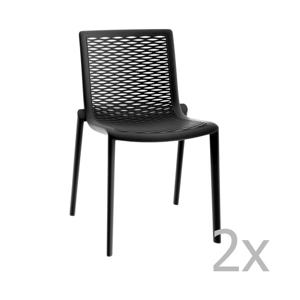 Sada 2 černých zahradních jídelních židlí Resol Net-Kat