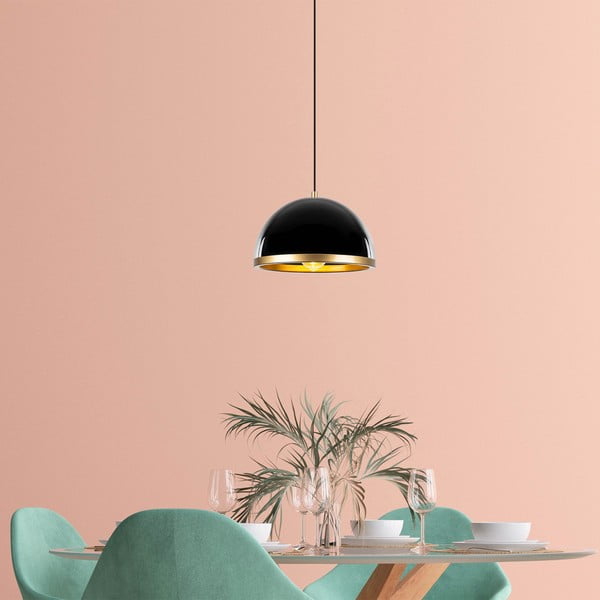 Must-kuldne rippvalgusti metallist varjuga ø 30 cm Ferenci - Opviq lights-image-3
