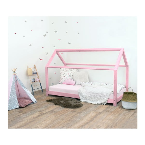 Růžová dětská postel ze smrkového dřeva Benlemi Tery, 120 x 200 cm