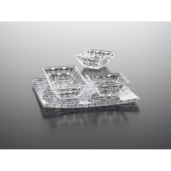 3 serveerimisnõu ja kristallklaasist kandikuga komplekt Nachtmann Bossa Nova-image-1