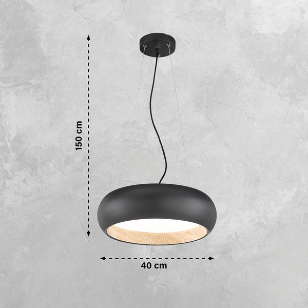 Must LED-dimmerdatav rippvalgusti metallist varjuga ø 40 cm Wood - Fischer & Honsel-image-3