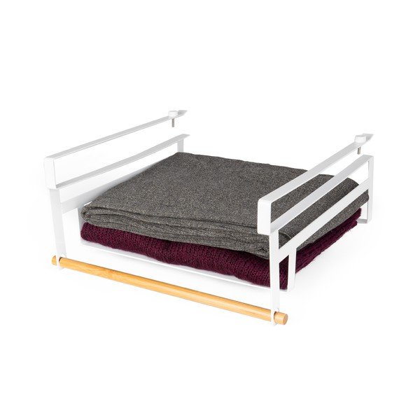 Bílá zavěsitelná polička do šatní skříně na oblečení Compactor Under Shelf Basket Rail-image-2