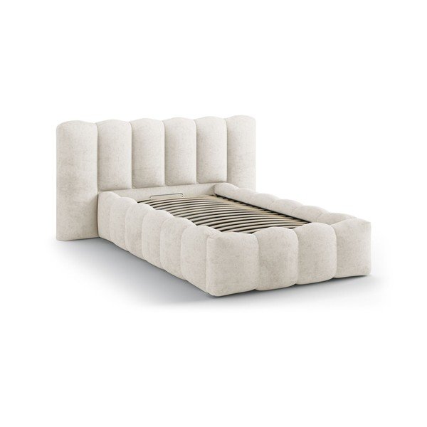 Beež polsterdatud üheinimesevoodi koos panipaiga ja voodipõhjaga 90x200 cm Lupine - Micadoni-image-2