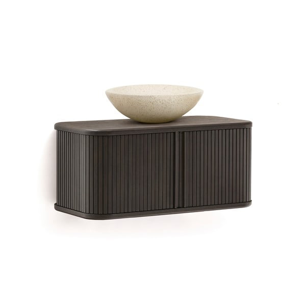 Tumepruun saarepuidu spoonist seinale kinnitatav valamukapp 90x40 cm Mailen - Kave Home-image-3