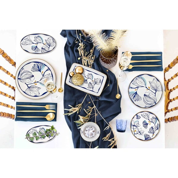 2 taldriku komplekt, valge portselanist, siniste lilledega Bleu - Mia-image-1