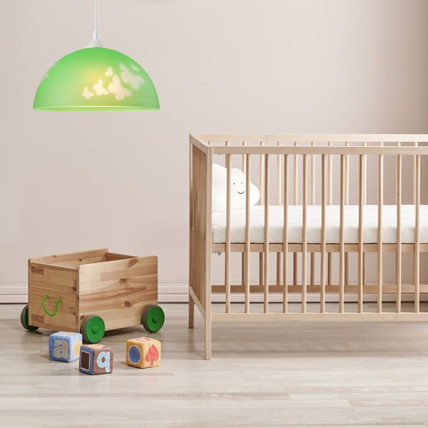 Roheline lastelamp klaasist varjuga ø 30 cm Mariposa - LAMKUR-image-1