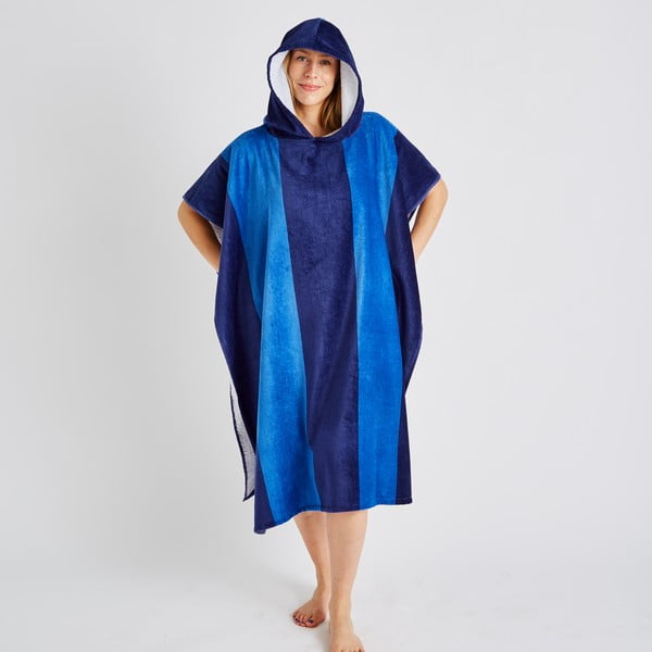 Sinine puuvillane triibuline poncho - Catherine Lansfield-image-1