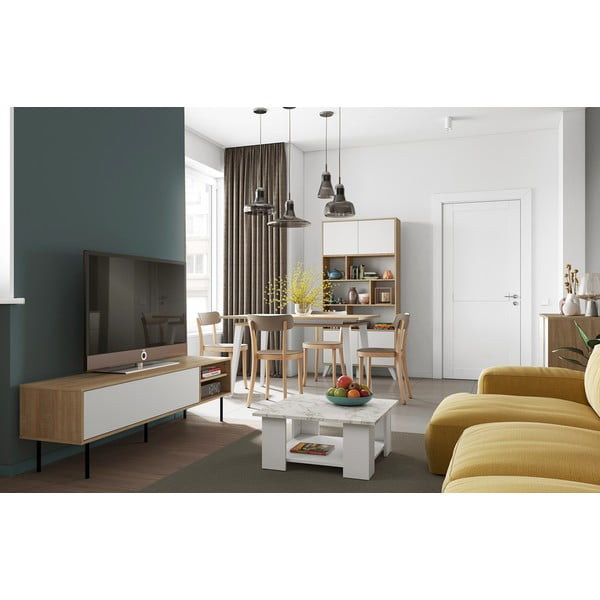 Valge tammedekooriga telerilaud 165x40 cm Ampère - TemaHome-image-1