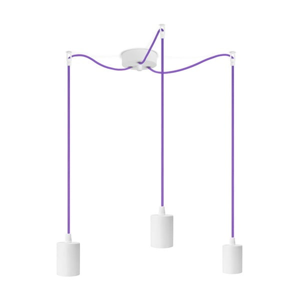 Tři fialové závěsné kabely s bílou objímkou Bulb Attack Cero