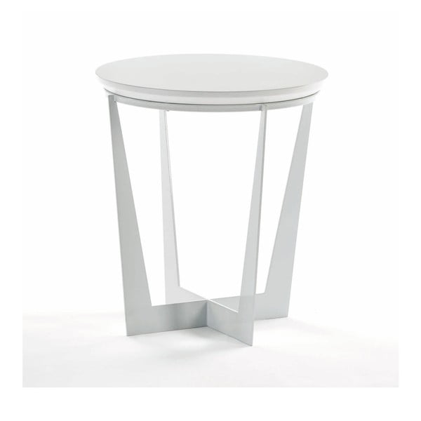 Bílý odkládací stolek ze dřeva Thai Natura, ⌀ 50 cm