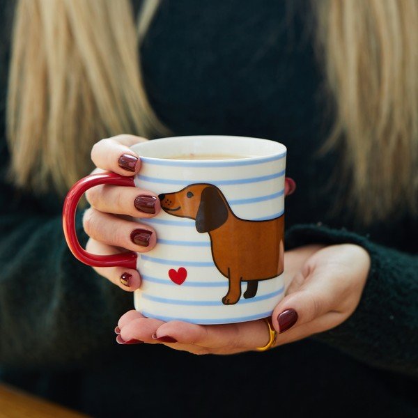 Sinakaspruun portselanist kruus 300 ml Sausage Dog - Sass & Belle-image-2