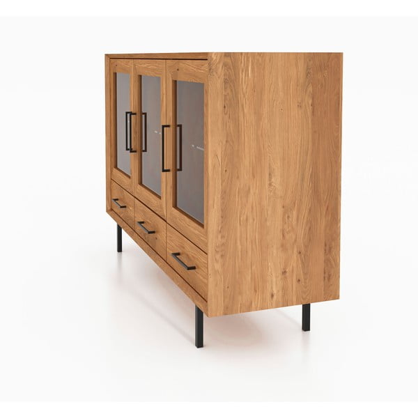 Tammepuust vitriinkapp naturaalses värvitoonis 144x95 cm Abies - The Beds-image-3