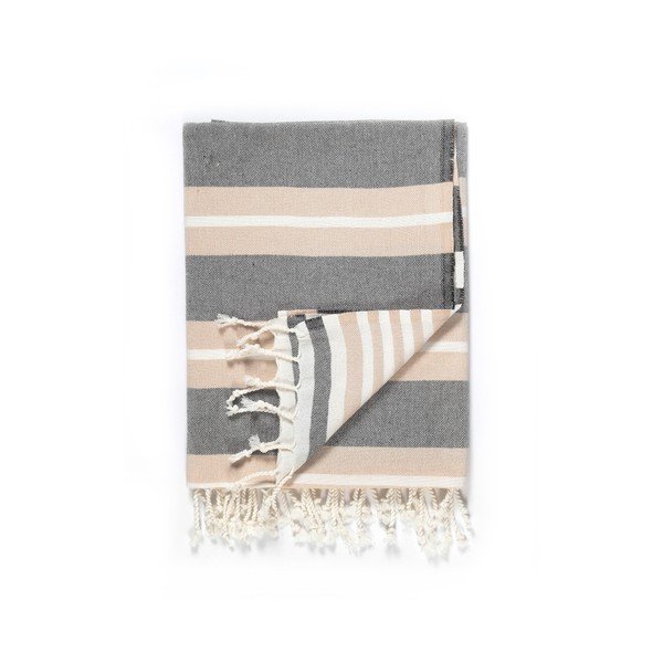 Béžovo-šedá osuška s příměsí bavlny Kate Louise Cotton Collection Line Beige Grey, 100 x 180 cm-image-2