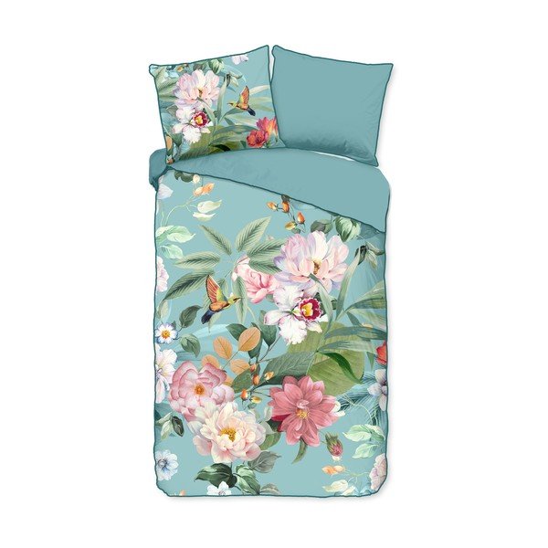 Sinine pikendatud satiin-puuvillast voodipesu üheinimesevoodile 140x220 cm Fungi - Descanso