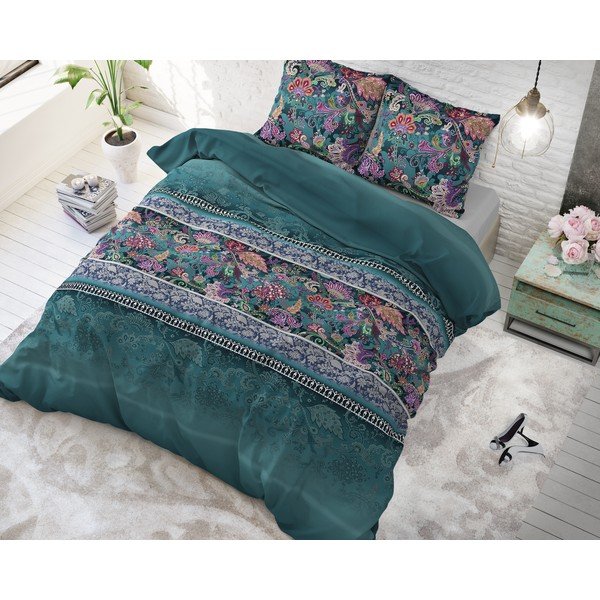 Zelené povlečení na dvoulůžko Sleeptime Paisley, 200 x 220 cm-image-2