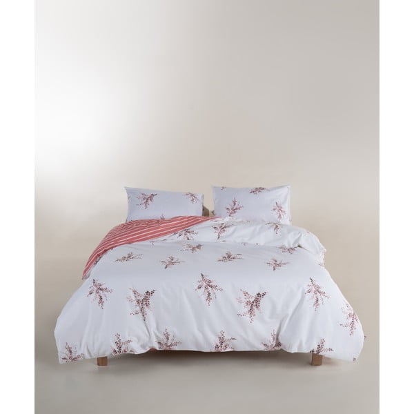 Valge/roosa Renforcé puuvillast pikendatud voodipesu kaheinimesevoodile 240x220 cm Breeze Floral - Mila Home Luxury