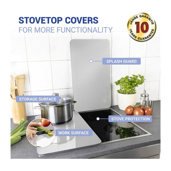 Klaasist pliidikatte komplekt 2 tk Universal Silver - Wenko-image-3