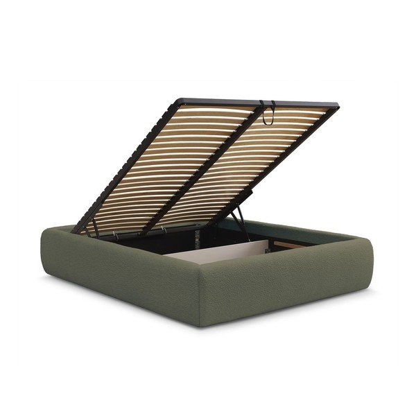 Tumeroheline polsterdatud kaheinimesevoodi koos panipaiga ja voodipõhjaga, ilma peatsita 160x200 cm Inera - Bobochic Paris-image-3