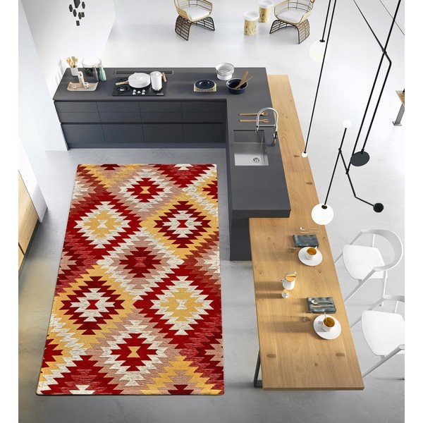 Punane-kollane pestav koridorivaip 55x115 cm Avana Rosso - Floorita-image-1