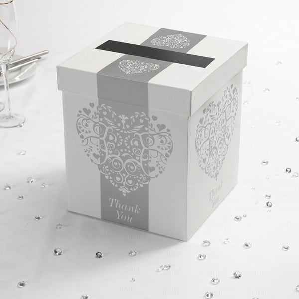Box na obálky v bílé a stříbrné barvě Neviti Vintage Romance