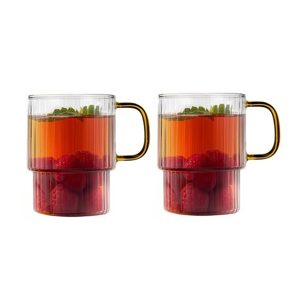 Kollased klaasist kruusid cappuccino jaoks 2 tk komplektis 350 ml Livio - Vialli Design
