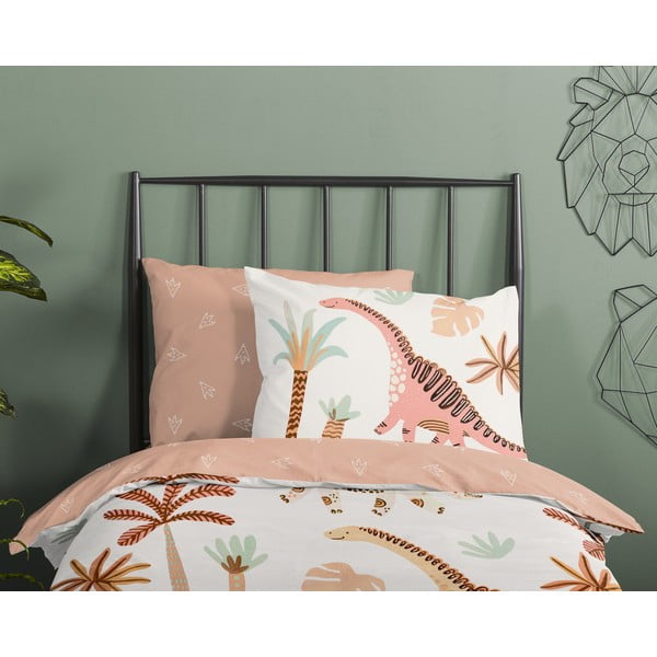 Pruun-beež puuvillane laste voodipesu võrevoodile 100x135 cm Dino - Good Morning-image-2