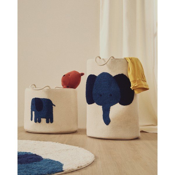 Elevandiluu värvi riidest laste mänguasjakorv ø 35x50 cm Tandani - Kave Home-image-1