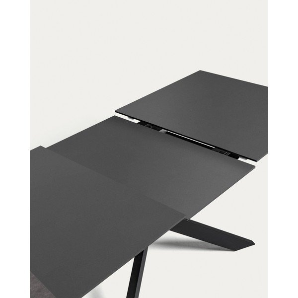 Must kokkupandav söögilaud klaasist lauaplaadiga 90x210 cm Atminda - Kave Home-image-3