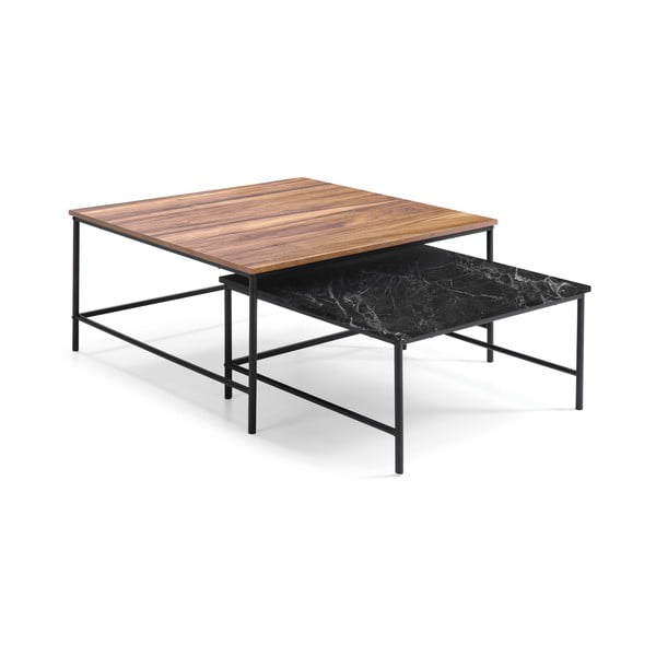Must/füüsiline kohvilaud pähklipuust lauaosa 2 tk 80x80 cm komplektis Fiorenza - Marckeric