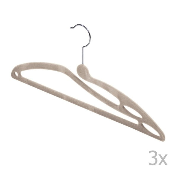 Komplekt 3 beežist sametist T-särgi riputusklambrit - Domopak-image-1