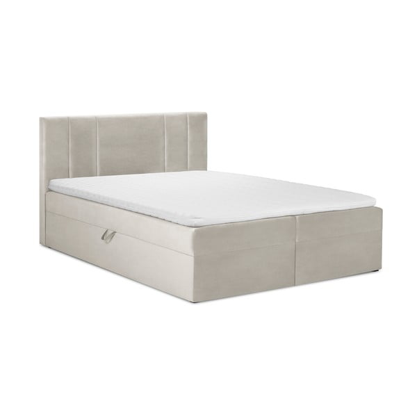 Beež kastipingiga voodi koos panipaigaga 200x200 cm Afra - Mazzini Beds